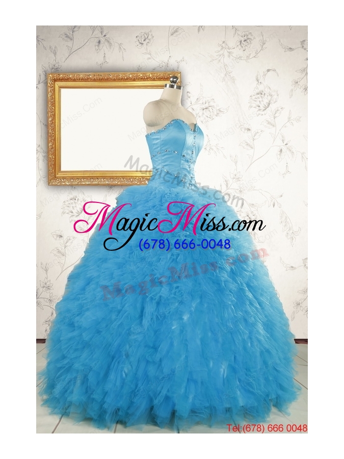 wholesale 2015 most popular baby blue quinceanera dresses with beading