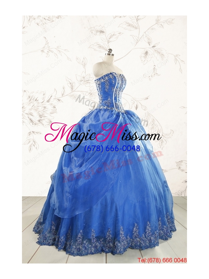 wholesale 2015 royal blue quinceanera dresses with appliques