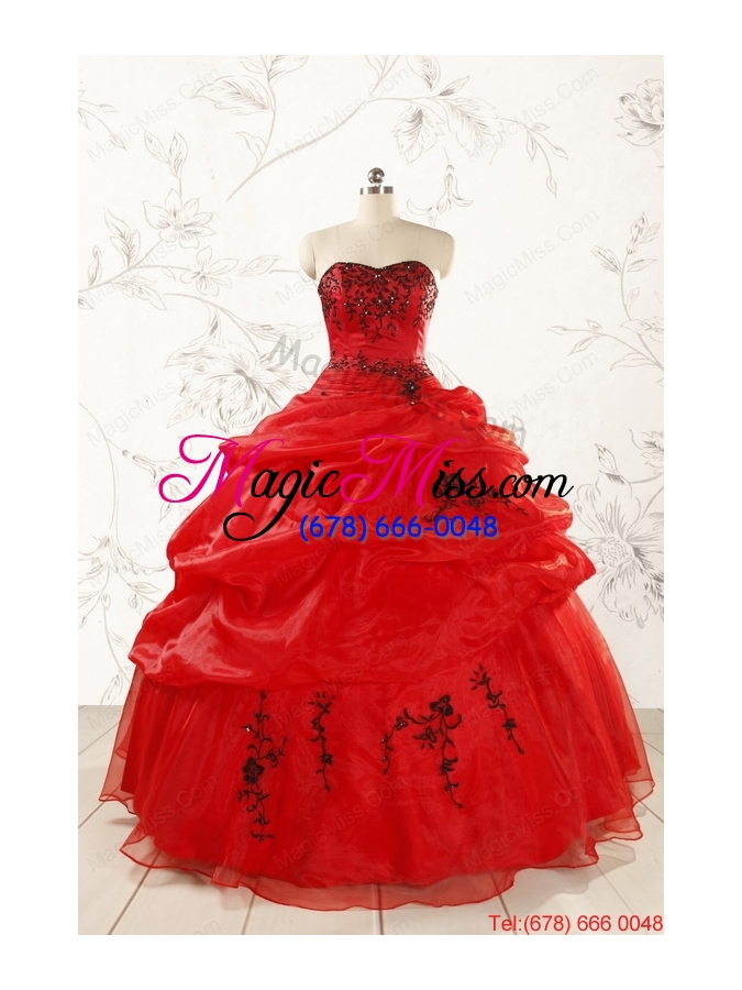 wholesale most popular appliques red quinceanera dresses for 2015