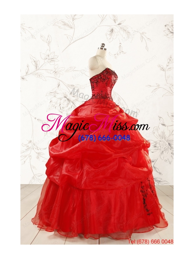 wholesale most popular appliques red quinceanera dresses for 2015