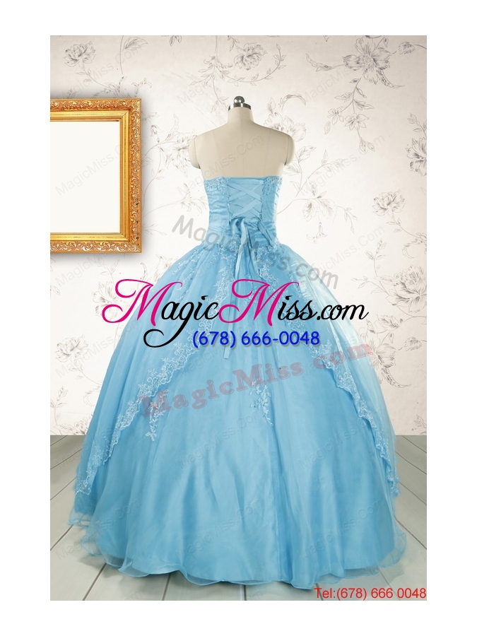 wholesale 2015 puffy beading baby blue quinceanera dress with wraps