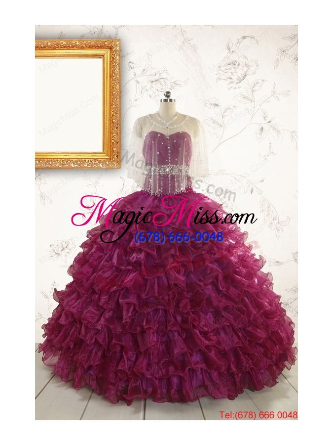 wholesale brand new style quinceanera gown with beading and ruffles