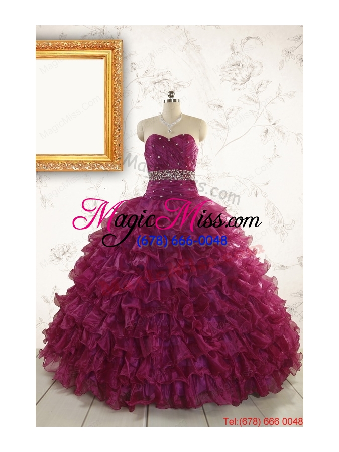 wholesale prefect quinceanera dresses with beading and ruffles for 2015