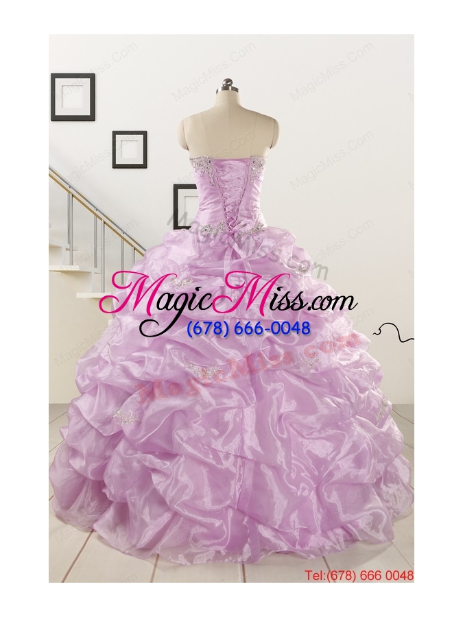 wholesale 2015 gorgeous lilac quinceanera dresses with appliques and ruffles