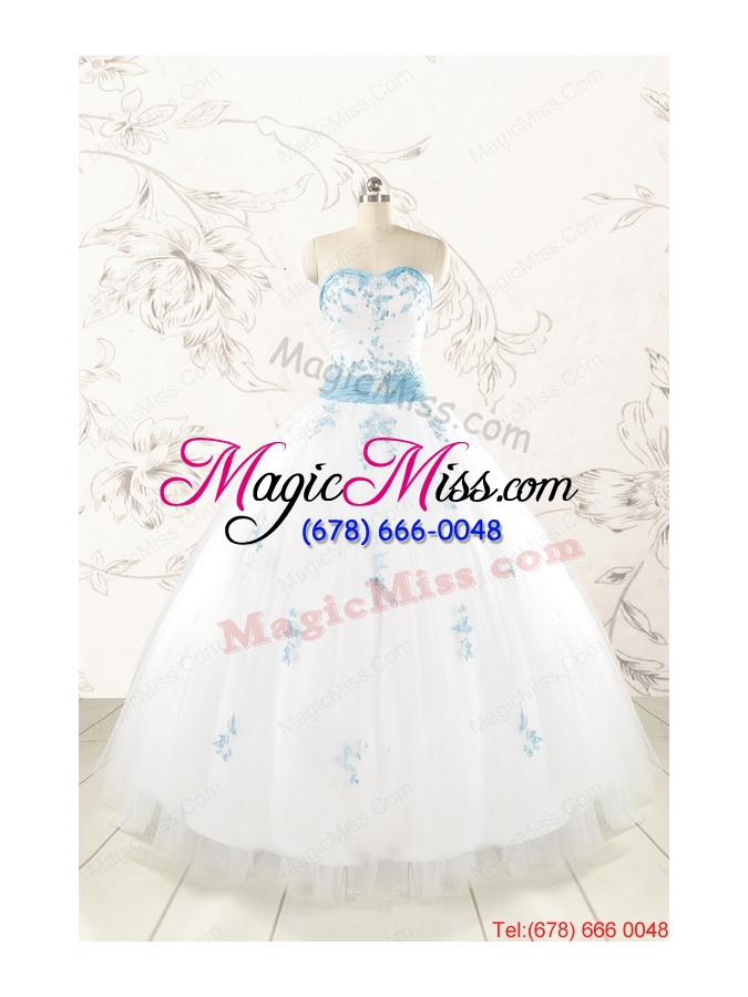 wholesale discount white quinceanera dresses with appliques for 2015