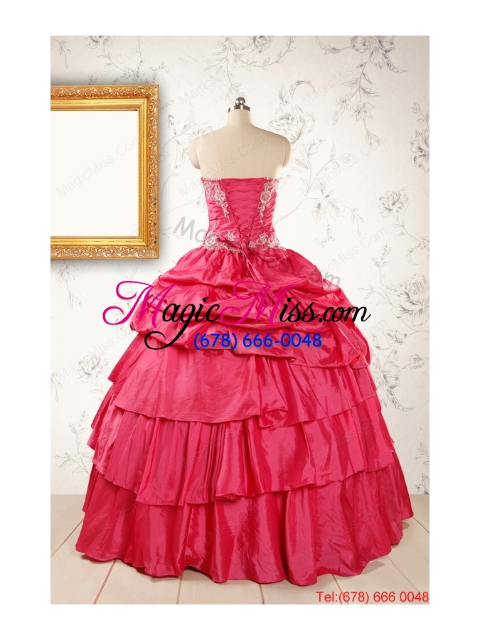 wholesale most popular coral red sweet 16 dresses with appliques