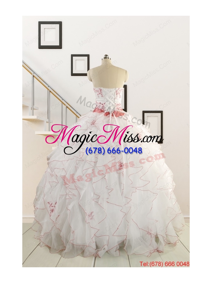wholesale 2015 elegant sweetheart quinceanera dresses with appliques and belt