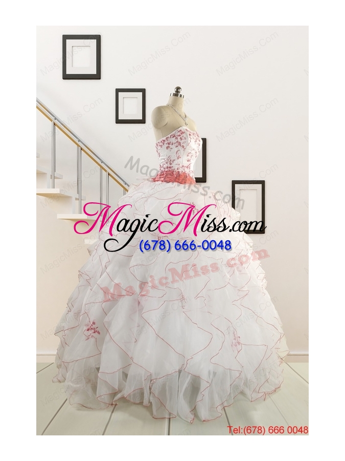wholesale 2015 elegant sweetheart quinceanera dresses with appliques and belt