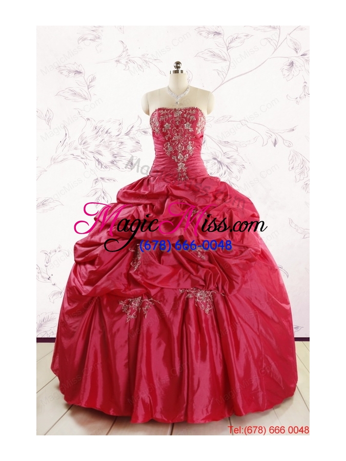 wholesale 2015 appliques pretty quinceanera dresses with strapless