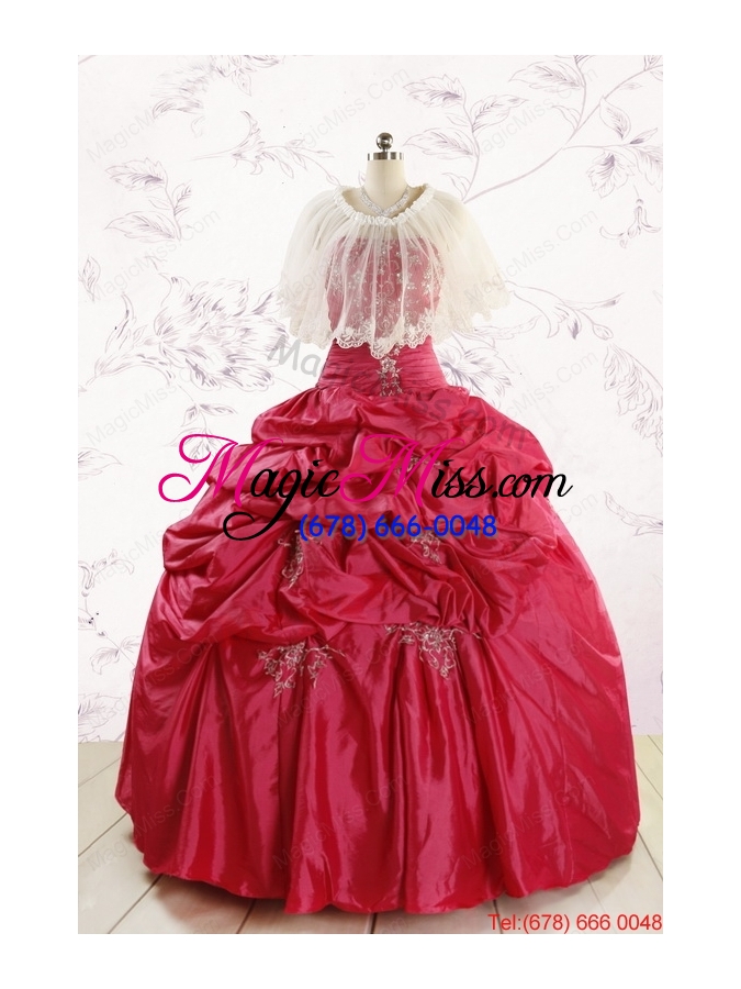 wholesale 2015 appliques pretty quinceanera dresses with strapless