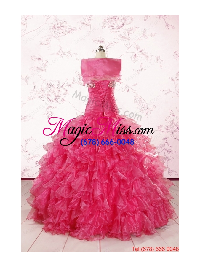 wholesale 2015 sweetheart sequins ruffles unique hot pink quinceanera dresses
