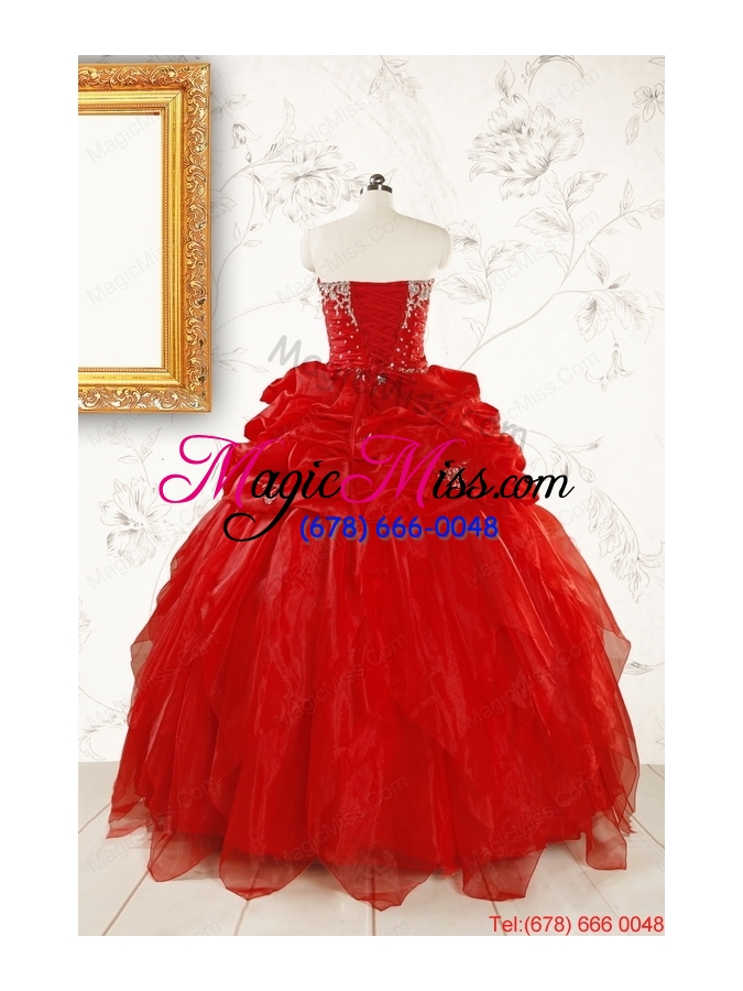 wholesale sweetheart ball gown beading 2015 prefect red quinceanera dresses