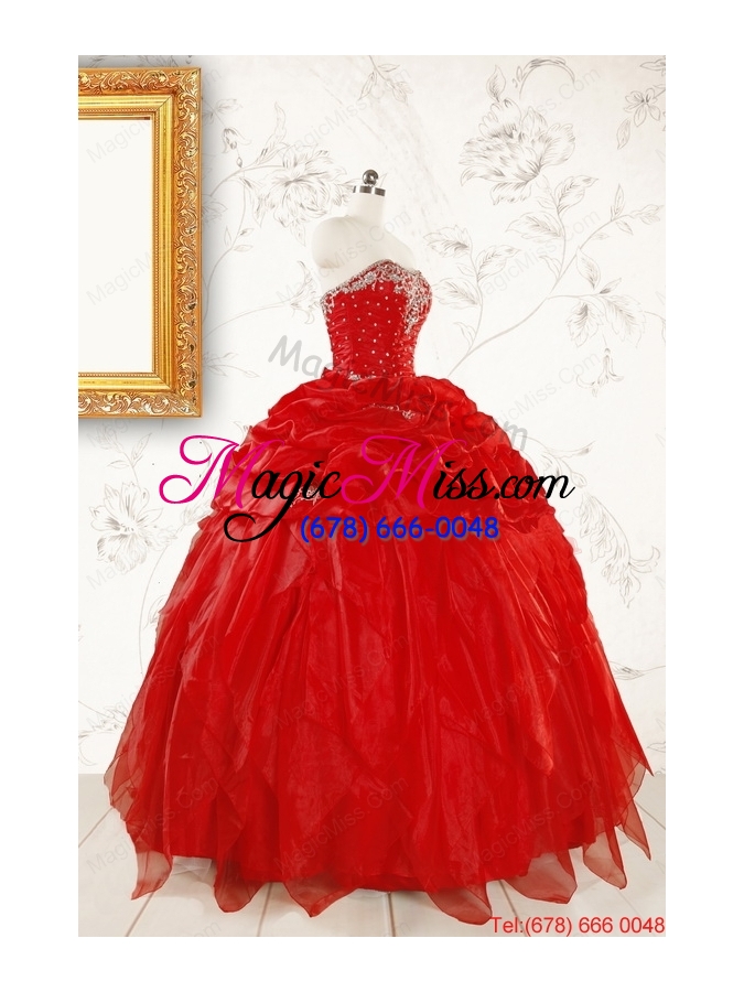 wholesale sweetheart ball gown beading 2015 prefect red quinceanera dresses