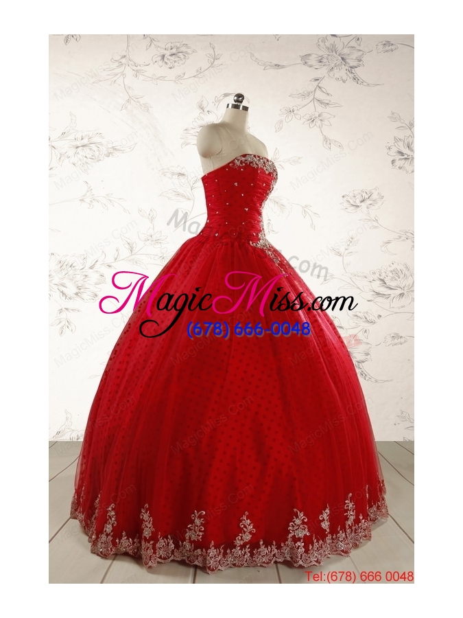 wholesale elegant red strapless quinceanera dresses for 2015