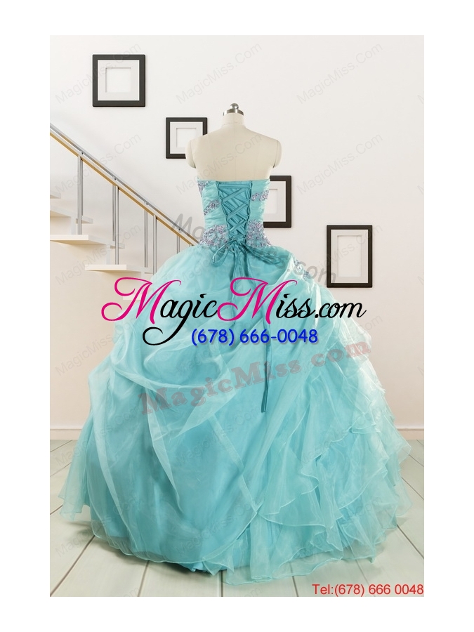 wholesale sweetheart organza beading and ruffles quinceanera dresses for 2015