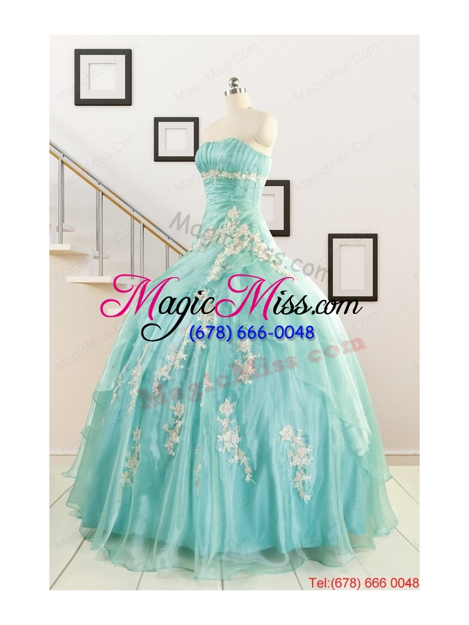 wholesale discount blue quinceanera dresses with appliques for 2015