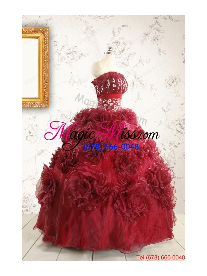 wholesale new style ball gown wine red quinceanera dresses for 2015