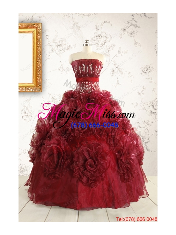 wholesale new style ball gown wine red quinceanera dresses for 2015