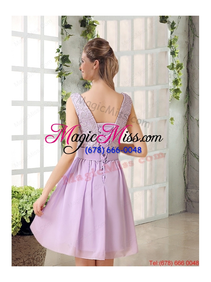 wholesale 2015 most beautiful chiffon a line dama dress with bowknot