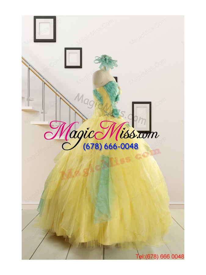 wholesale classical multi color quinceanera dresses with hand made flowers