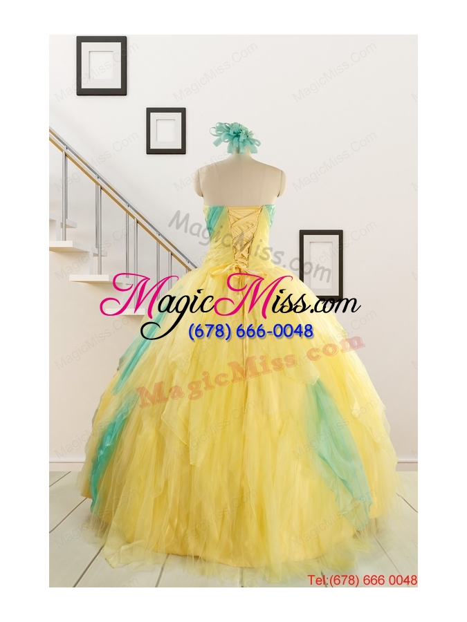wholesale classical multi color quinceanera dresses with hand made flowers