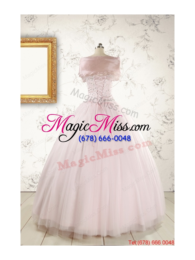 wholesale 2015 pretty beading light pink quinceanera dresses