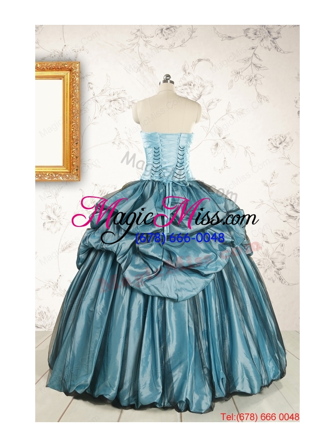 wholesale 2015 cheap strapless quinceanera dresses in teal