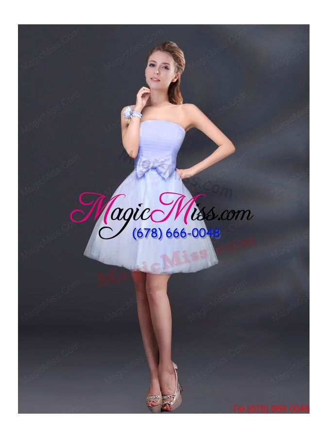 wholesale 2015 bowknot a line strapless dama dress with lace up