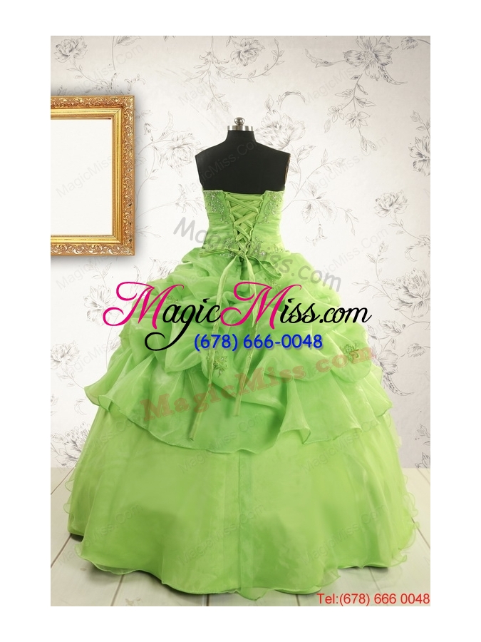wholesale perfect green quinceanera dresses with beading and ruffles