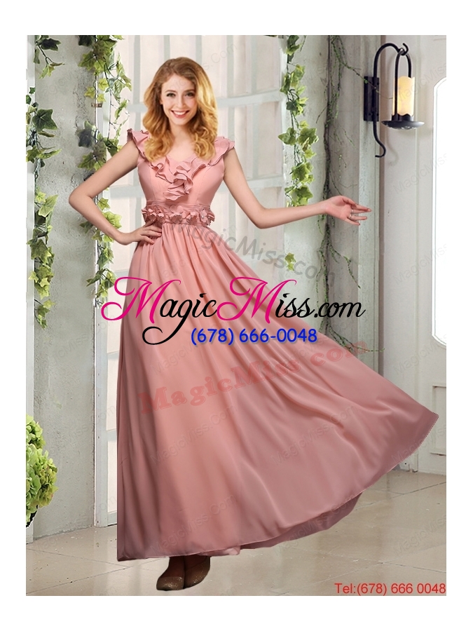 wholesale empire ruching 2015 sturning dama dresses in peach