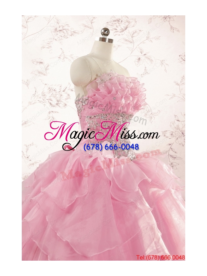wholesale 2015 pretty appliques baby pink quinceanera dresses