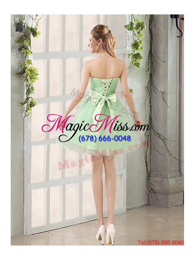 wholesale a line sweetheart lace up dama dress in apple green