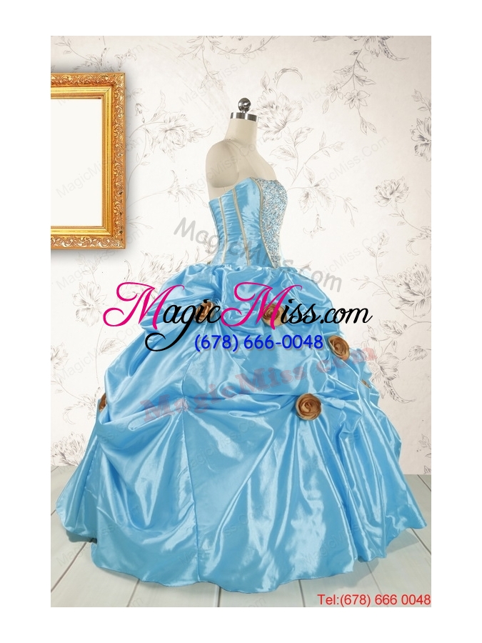 wholesale new style aqua blue quinceanera dresses with beading for 2015