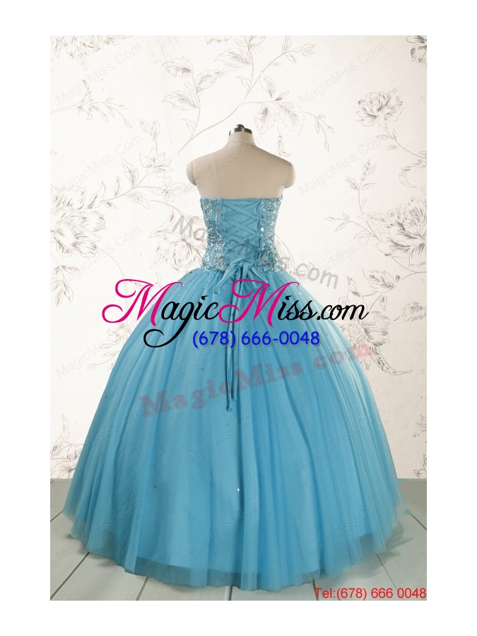 wholesale 2015 brand new style ball gown beading quinceanera dress in baby blue