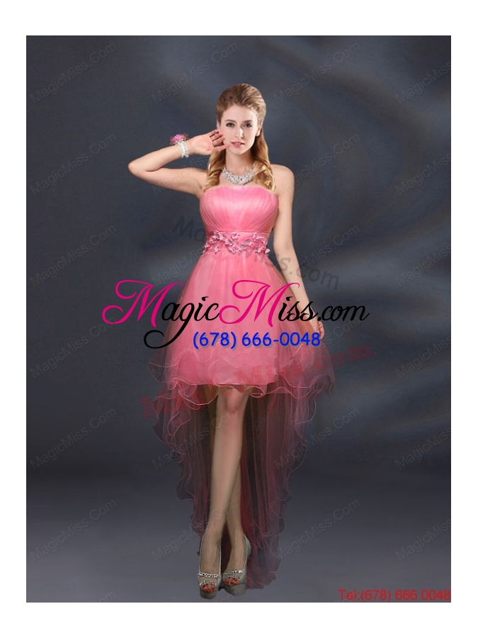 wholesale appliques and ruffles a line strapless dama dresses