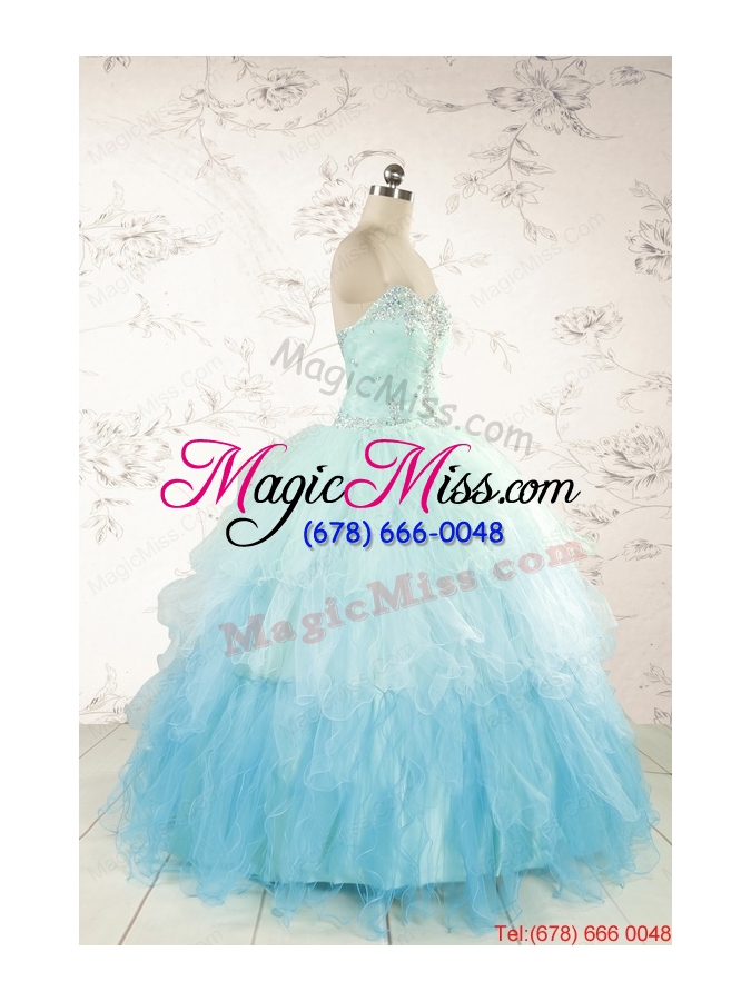 wholesale fashionable multi-color quinceanera dresses with beading and ruffles