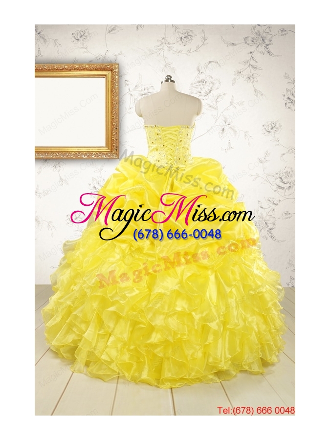 wholesale popular sweetheart yellow quinceanera dresses with beading