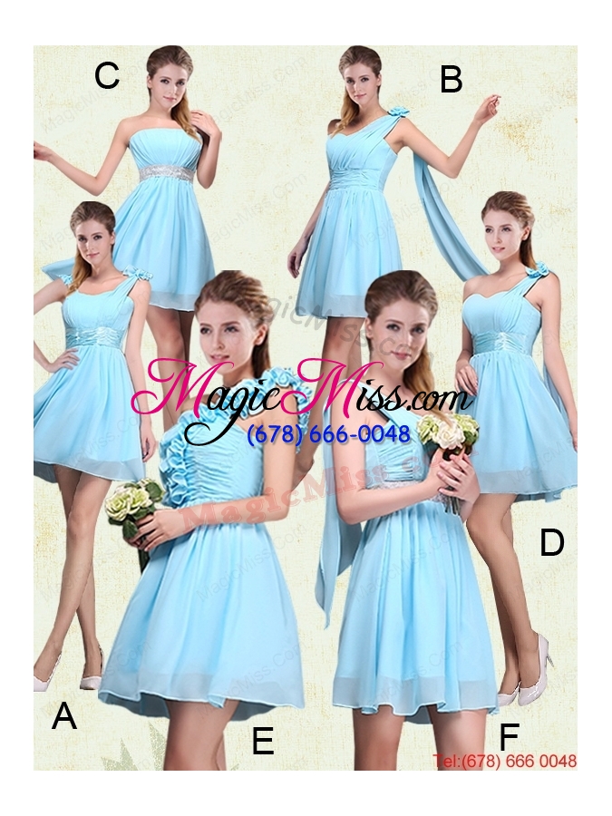 wholesale 2015 elegant ruching one shoulder chiffon dama dresses