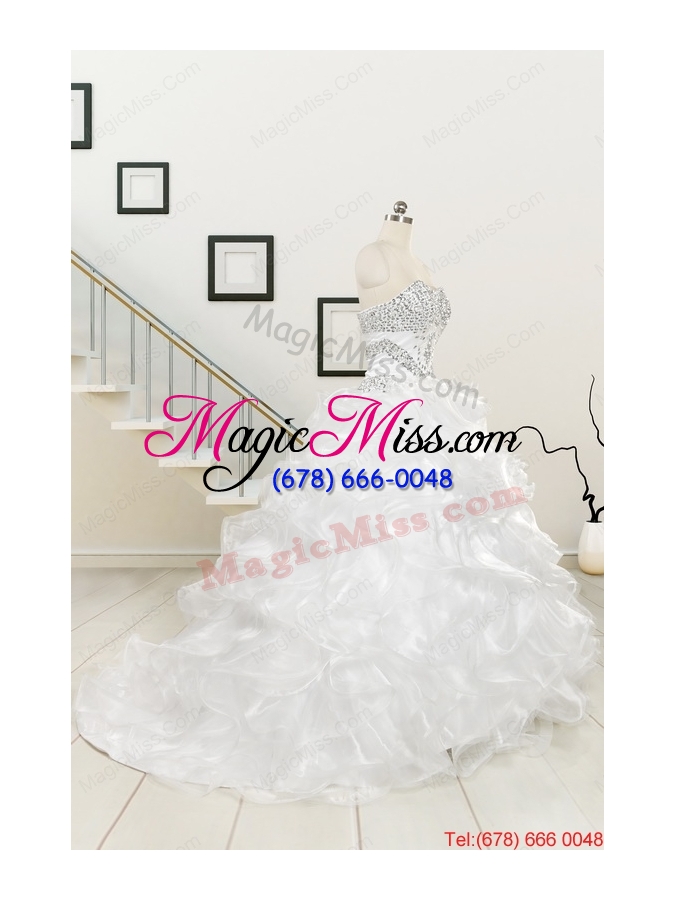 wholesale new sweetheart sweep train beading and ruffles quinceanera dress for 2015