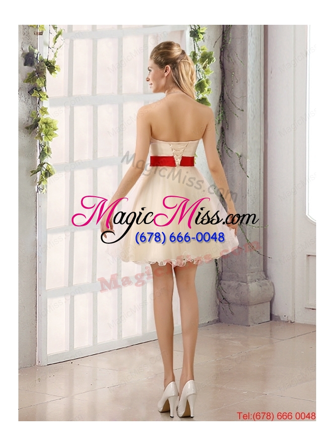 wholesale a line belt strapless dama dress with mini length