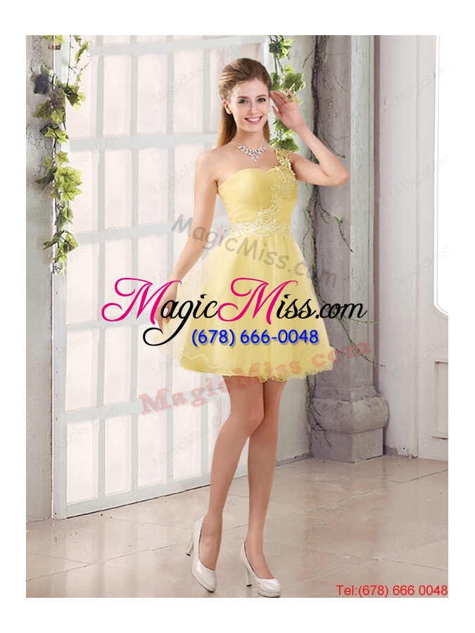 wholesale appliques a line mini length dama dress with one shoulder