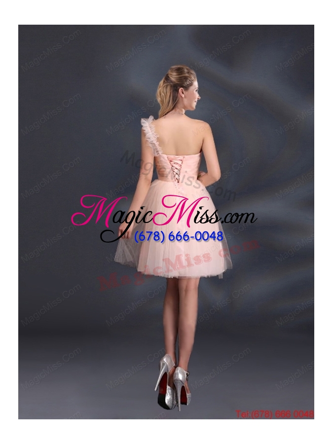 wholesale one shoulder a line tulle dama dresses with hand made flowers