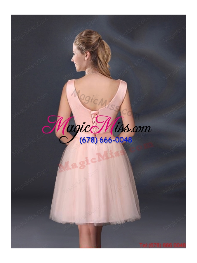 wholesale 2015 sweet belt mini length dama dresses with v neck