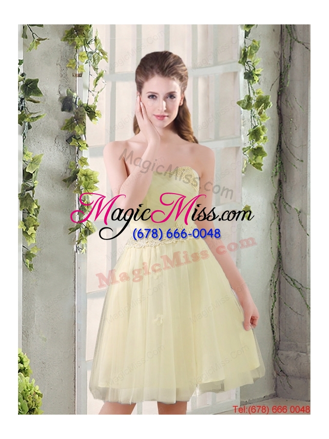 wholesale sweetheart a line appliques champagne   dama dress for 2015
