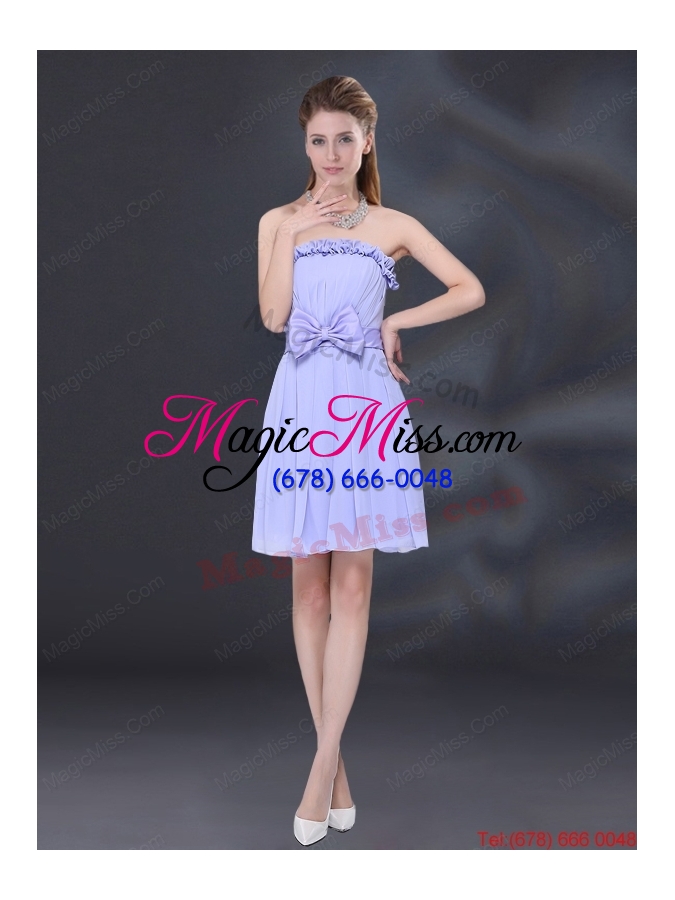 wholesale 2015 elegant chiffon lace up dama dress in lavender