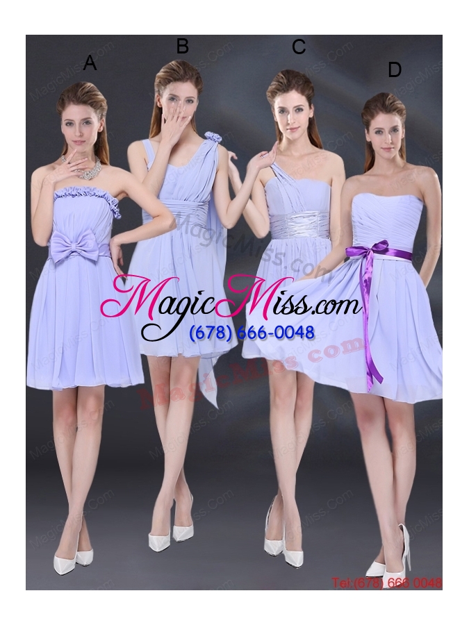 wholesale chiffon ruching 2015 lavender dama dress with one shoulder