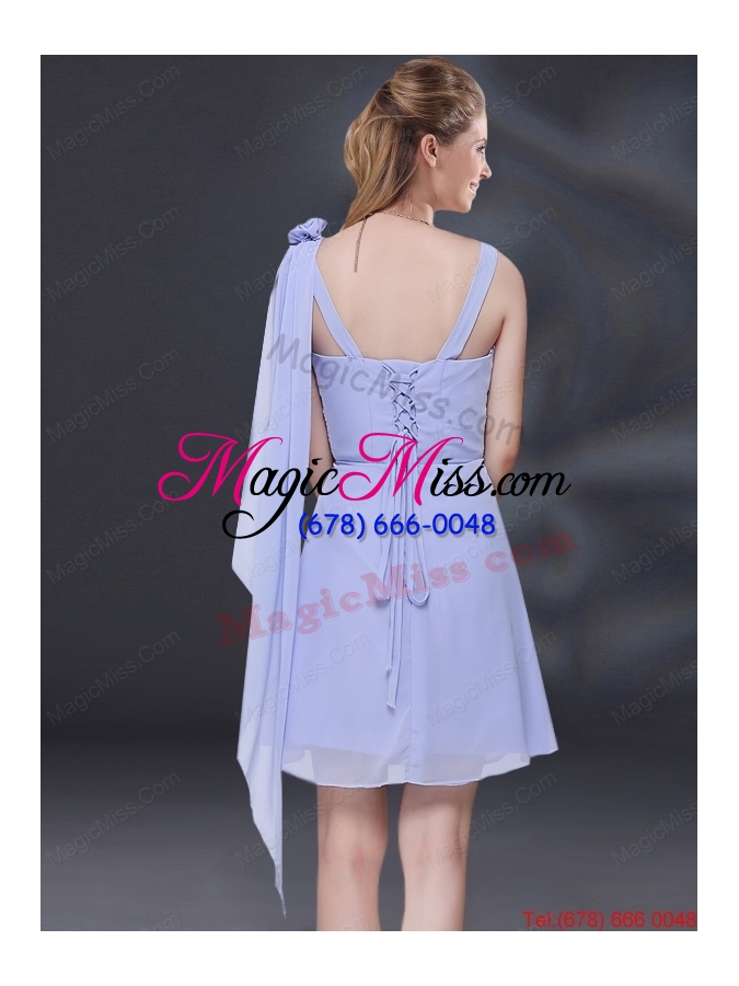 wholesale chiffon ruching 2015 lavender dama dress with one shoulder