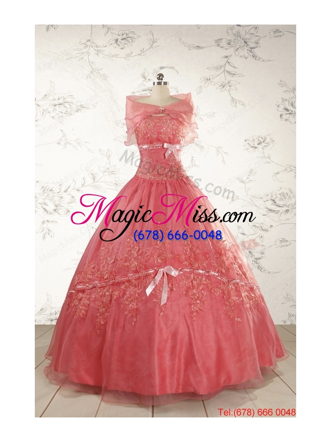 wholesale brand new appliques sweet 15 dresses watermelon for 2015