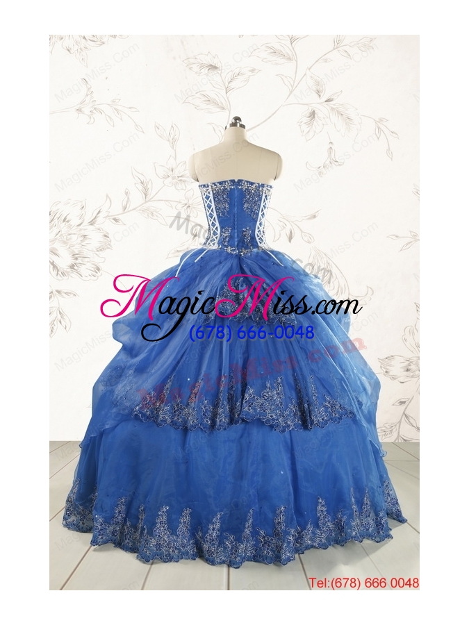 wholesale 2015 cheap appliques quinceanera dresses in royal blue