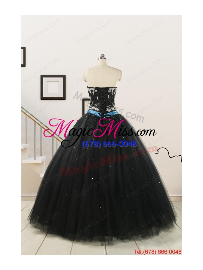 wholesale pretty appliques and beading black quinceanera dresses